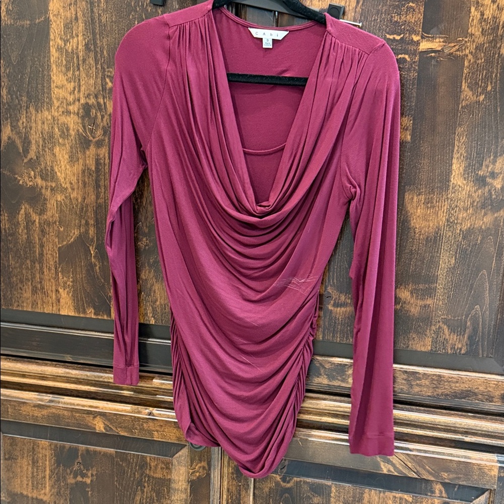 CAbi Burgundy Drape Blouse